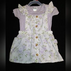 NWOT Nicole Miller Baby Girl Spring Two Piece Purple Floral Dress ~ Sz 24M